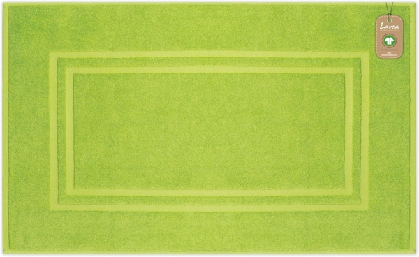 Lavea Badematte Bali, Höhe 3 mm, rutschhemmend, beidseitig nutzbar, strapazierfähig, fußbodenheizungsgeeignet, waschbar, schnell trocknend, Bio-Baumwolle, rechteckig, hochwertiger und nachhaltiger Premium Duschvorleger – saugstarke Faser