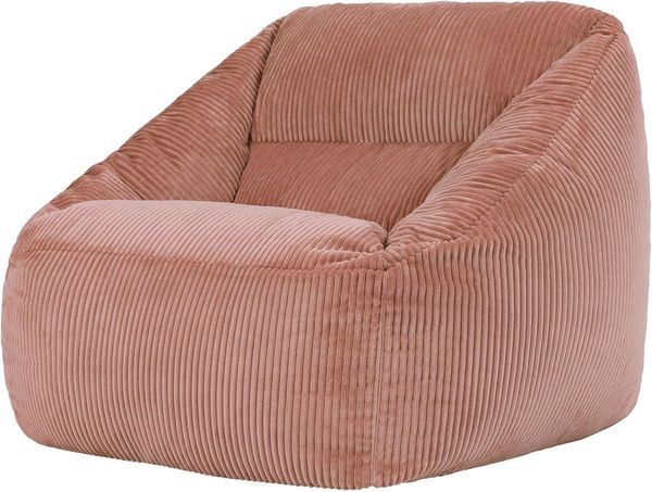 Icon Natalia Sitzsack Sessel für Erwachsene, Rosa, Flauschiger Cord Stoff, Riesen Sitzsack Cord mit Füllung, Bean Bag Chair, Bequemer Sessel Wohnzimmer, Lounge, Schlafzimmer, Büro