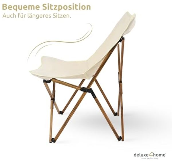 deluxe4home Klappstuhl Campingstuhl in Creme I Faltbarer Stuhl Aluminium I Faltstuhl, inkl. Tragetasche Bild 5