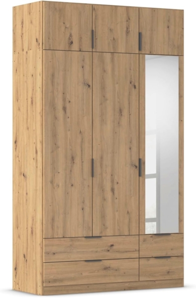 Rauch Möbel Lagoa, Kleiderschrank, Garderobe für Schlafzimmer, Kinderzimmer, Jugendzimmer 6-türig, mit Spiegel, 4 Schubladen, mit Zubehör Classic, Farbe Eiche Artisan, Holz, Breite 136