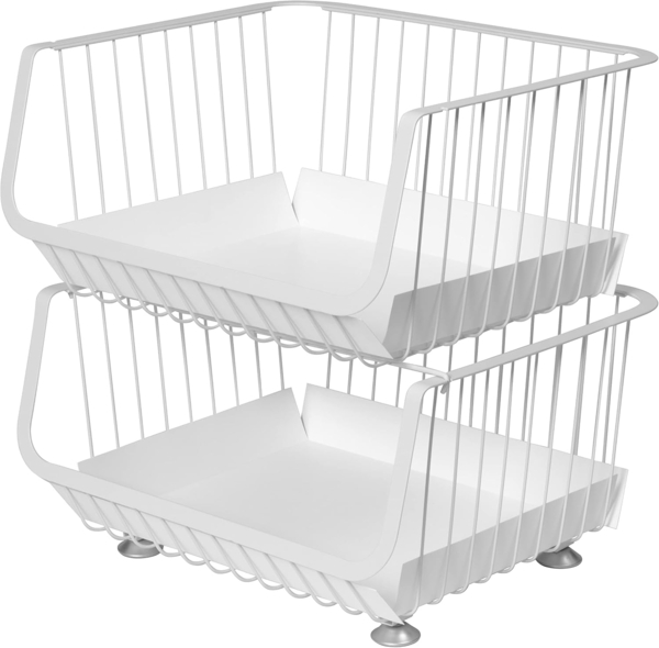 bremermann Aufbewahrungskorb Aufbewahrungskörbe 2-stufig mit Einlegeböden, aus Metall in weiß (2 St)