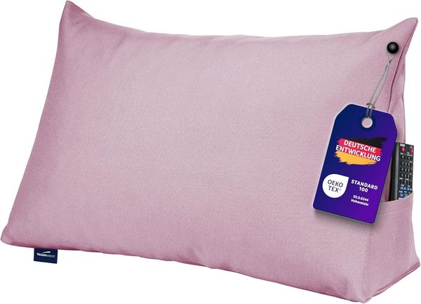 Traumnacht Cozy Rückenkissen, Lesekissen, 70x40 cm altrosa, abnehmbarer, waschbarer Bezug aus 100% Polyester,praktisches Seitenfach, Öko-Tex zertifiziert, produziert nach deutschem Qualitätsstandard