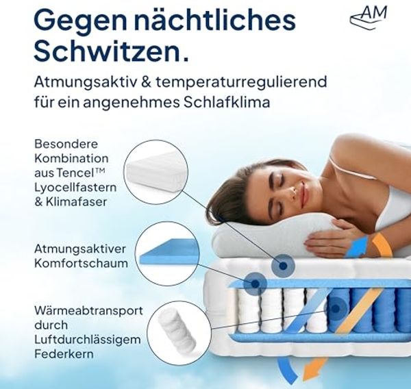 AM Qualitätsmatratzen | Premium 7-Zonen Taschenfederkernmatratze H5 - 180x190 cm Bild 4