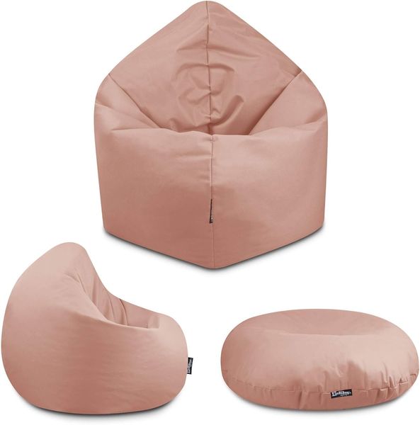BuBiBag - 2in1 Sitzsack Bodenkissen - Outdoor Sitzsäcke Indoor Beanbag, Puderrosa, Ø 125,0 cm