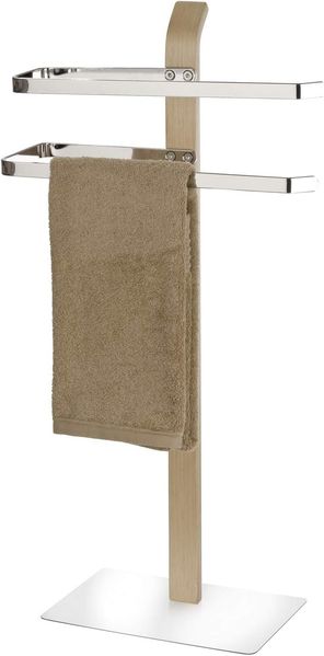 WENKO SAMONA Handtuchhalter, Braun/Silber, mit 2 Armen, stehend