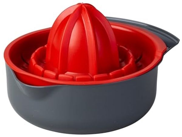Dr. Oetker - 2-tlg Zitruspresse Zitronenpresse mit Auffangbehälter Grau Rot 1567