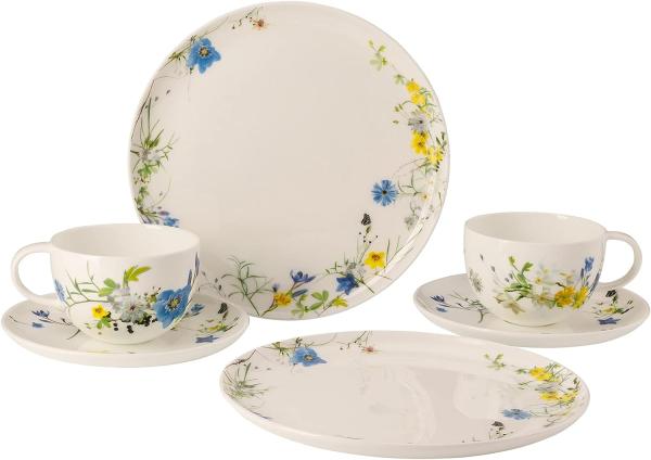 Set 6-tlg. mit Kombitassen und Coupteller Brillance Fleurs des Alpes Rosenthal Kaffeeset - Mikrowelle geeignet, Spülmaschinengeeignet