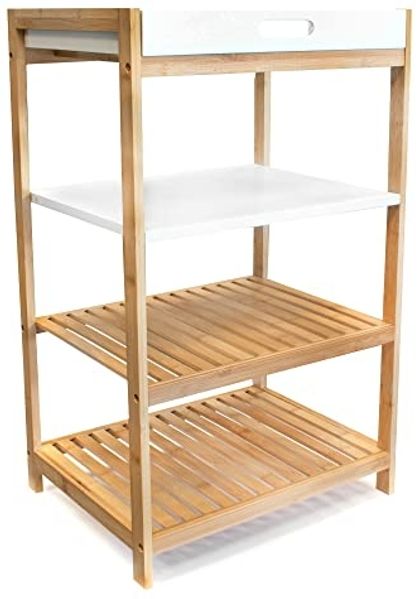 osoltus Badregal Tablett Regal Sonderborg aus Bambus und Holz Weiß