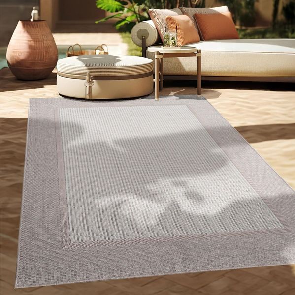 Paco Home In-& Outdoor Teppich Balkon Terrasse Küchenteppich Modernes Boho Ethno Muster, Grösse:240x340 cm, Farbe:Beige 7