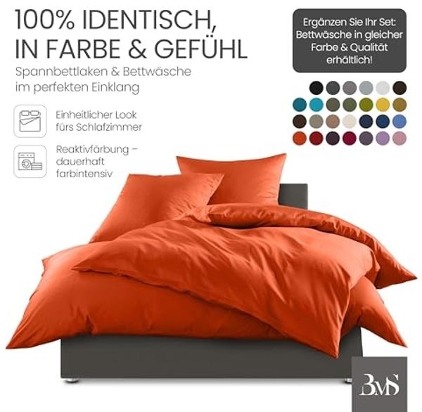 Bettwaesche-mit-Stil Mako-Satin Spannbettlaken orange 140x200cm Höhe 5-10cm Bild 4