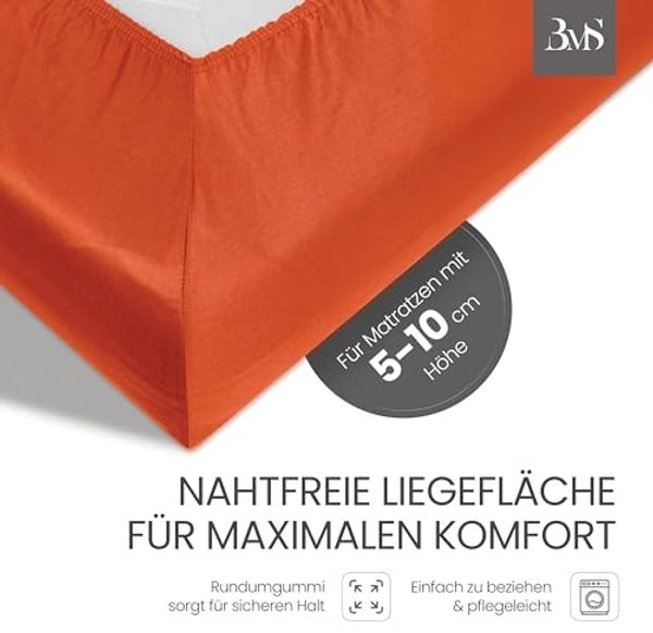 Bettwaesche-mit-Stil Mako-Satin Spannbettlaken orange 140x200cm Höhe 5-10cm Bild 3