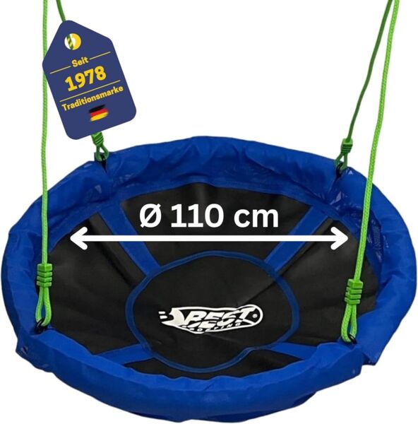 Best Sporting Nestschaukel I Gartenschaukel Ø 60, 80, 100 oder 110 cm I Bis 150 kg belastbar I Höhenverstellbar 105 - 180cm I 110 cm