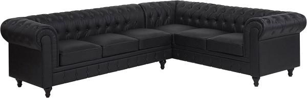 Ecksofa Kunstleder schwarz linksseitig CHESTERFIELD