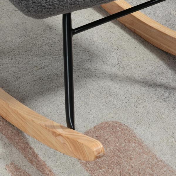 HOMCOM Schaukelstuhl Schwingsessel Akzentstuhl Wohnzimmersessel Relaxsessel Schaukelsessel für Schlafzimmer, Belastbarkeit bis 120 kg, Berbervlies, Dunkelgrau 71 x 92 x 101 cm Bild 9