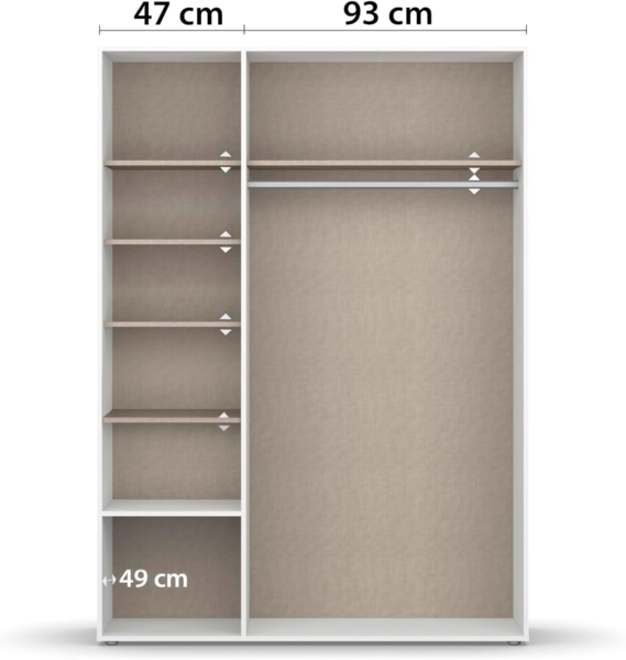 rauch Drehtürenschrank Kleiderschrank Schrank Garderobe Wäscheschrank VOYAGER (in 3 verschiedenen Ausstattungen BASIC/CLASSIC/PREMIUM) moderne Griffe in Graumetallic mit Außenschubkästen MADE IN GERMANY Bild 8