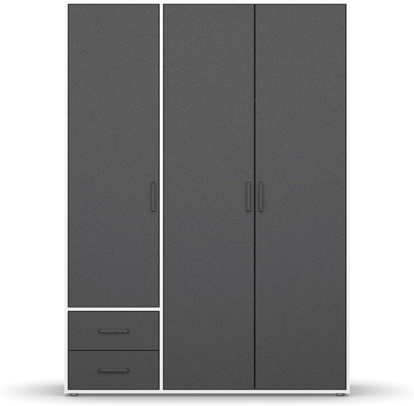 rauch Drehtürenschrank Kleiderschrank Schrank Garderobe Wäscheschrank VOYAGER (in 3 verschiedenen Ausstattungen BASIC/CLASSIC/PREMIUM) moderne Griffe in Graumetallic mit Außenschubkästen MADE IN GERMANY Bild 9