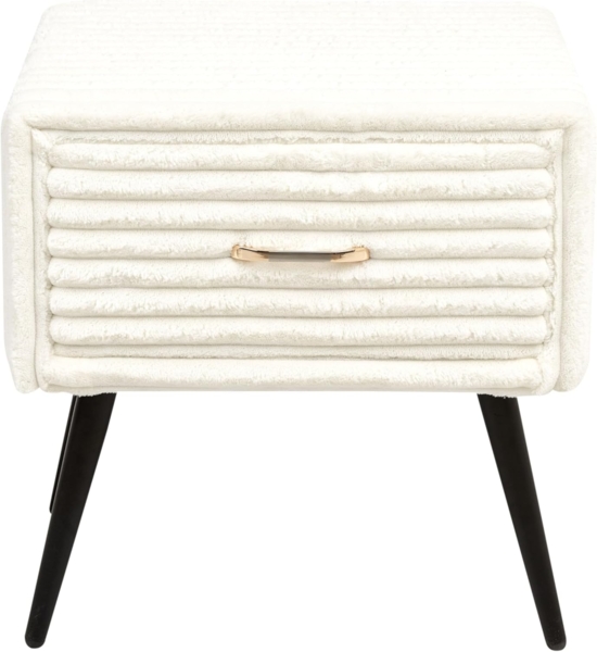 Nachttisch mit 1 Schublade FLAYAT Cord Cremeweiß