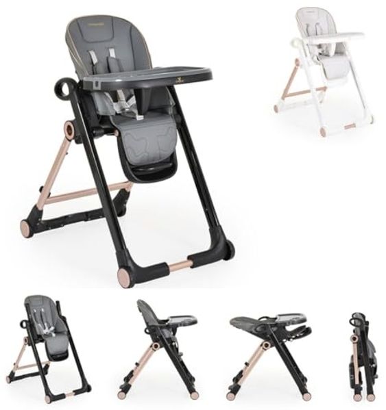 Cangaroo Kinderhochstuhl Prime klappbar höhenverstellbar Räder Gurt Babyliege grau