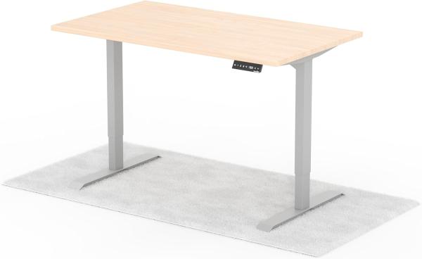 elektrisch höhenverstellbarer Schreibtisch DESK 140 x 80 cm - Gestell Grau, Platte Eiche