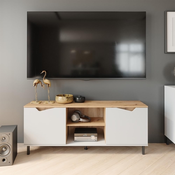 Lowboard Marelle Weiß/Artisan 150 x 60 cm mit 2 Türen Vicco Bild 2