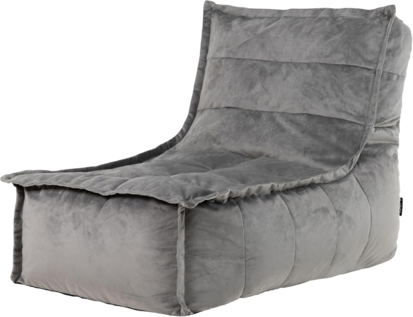 icon Sitzsack-Liege „Dolce“, Grau, Samt, XXL Sitzsack Sessel für Erwachsene, Riesensitzsack mit Füllung für das Wohnzimmer, Sitzsack Groß Plüsch