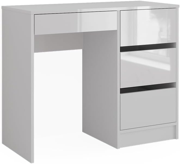 Schreibtisch Sherry Weiß Hochglanz 90 x 40 cm mit Schubladen Vicco