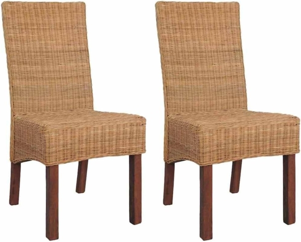 vidaXL Esszimmerstühle 2 Stk. Braun Natur Rattan [243236]