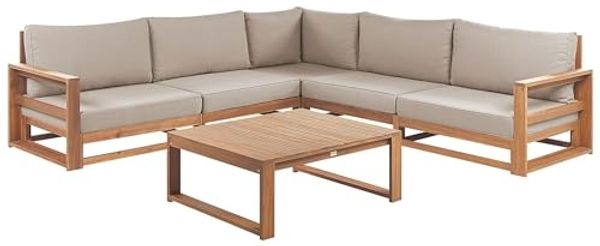 Beliani 'Timor' Lounge-Set, Zertifiziertes Akazienholz, Heller Holzfarbton