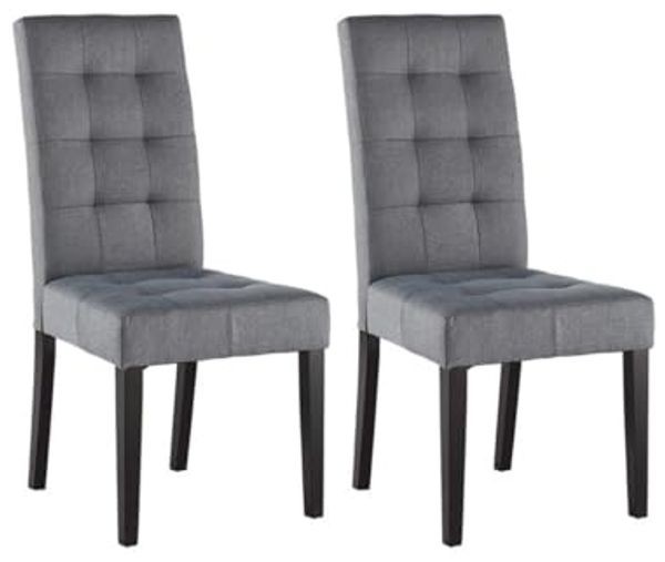 Vente-unique - Stuhl 2er-Set - Stoff & Holz - Grau - VILLOSA
