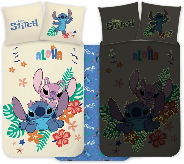 Lilo & Stitch Babybettwäsche Lilo & Stitch Babybettwäsche Glow in the Dark, 100% Baumwolle