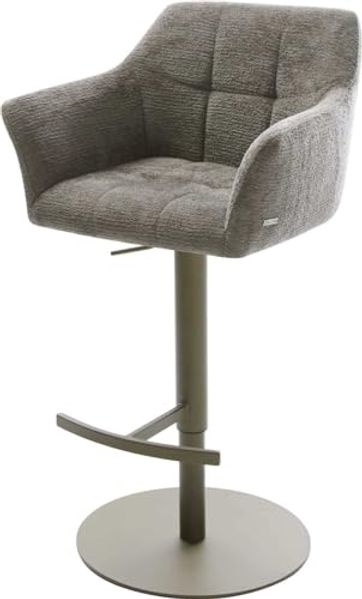 Barstuhl Yulo-Flex Bouclé Soft Schlamm Drehfuß höhenverstellbar Metall Titanfarben