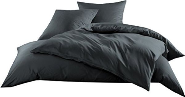 Bettwaesche-mit-Stil Mako-Satin / Baumwollsatin Bettwäsche uni / einfarbig anthrazit Kissenbezug 80x80 cm