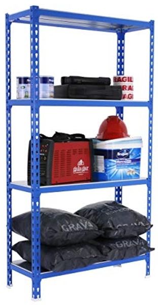 Simonrack Schwerlastregal, Lagerregal, 150 x 120 x 50 cm, Metallregal, Kellerregal, Biegestelle 200 kg, 4 Fachböden, Blau/Verzinkt - Simonclick