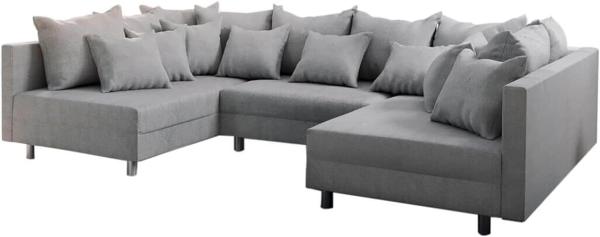 Wohnlandschaft Clovis Grau Flachgewebe Modulsofa