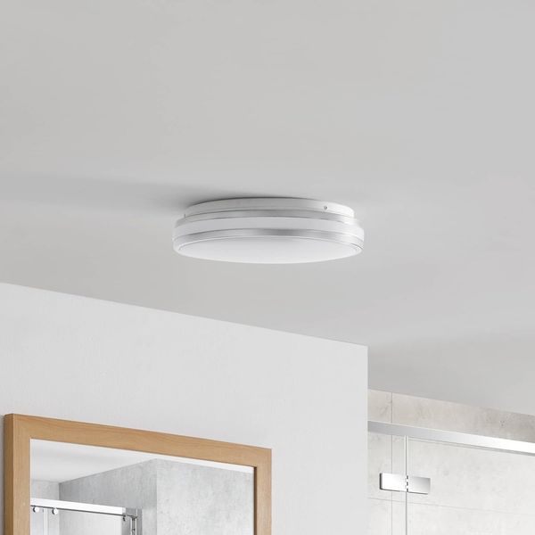Arcchio Deckenleuchten Sinovu, LED-Leuchtmittel fest verbaut, warmweiß, Modern, Acryl, Metall, weiß, chrom, 1 flammig, inkl. Leuchtmittel, Bad Bild 2