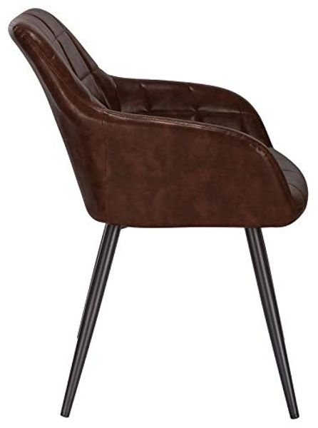 WOLTU® Esszimmerstuhl BH245dbr-1 1 Stück Küchenstuhl Polsterstuhl Wohnzimmerstuhl Sessel mit Armlehne, Sitzfläche aus Kunstleder, Metallbeine, Antiklederoptik, Dunkelbraun Bild 4