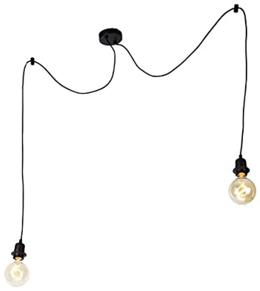 Qazqa Pendelleuchte Cava luxe, ohne Leuchtmittel, E27, Schwarz, Modern, Stahl, 2-flammig