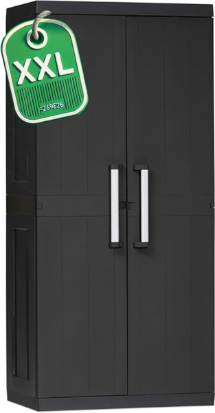 Ondis24 Kunststoffschrank Hero Haushaltschrank Mehrzweckschrank XXL, 88 x 54 x 190 (H) cm, schnell aufgebaut, robuster Kunststoff (Hochschrank)