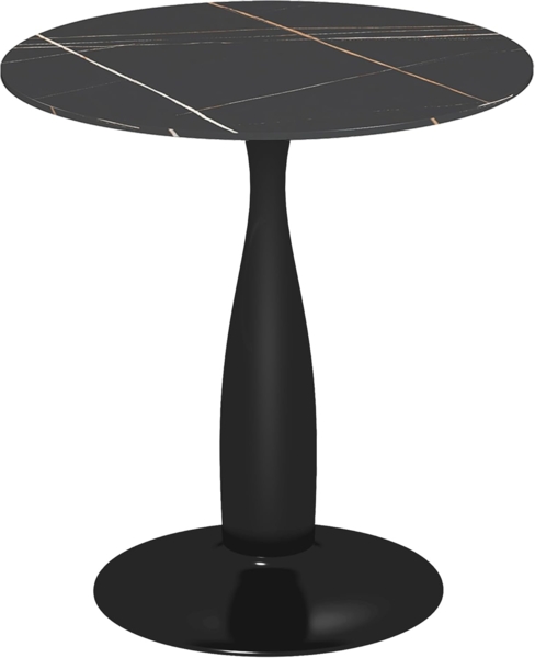 HOMCOM Esstisch mit marmorierter Platte und Stahlgestell (Esszimmertisch, 1-St, Küchentisch), für 2 Personen, Ø70 x 74 cm, Schwarz