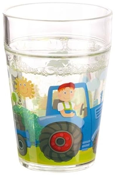 HABA Glitzerbecher Traktor – Kinderbecher mit funkelndem Glitzer-Effekt, perfekt für Wasser, Saft & Tee, Praktisch für kleine Hände – 2011680001
