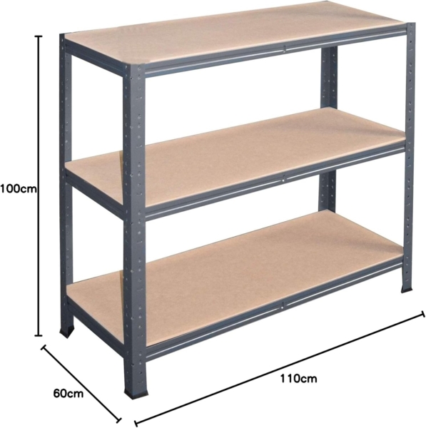 shelfplaza HOME 100x110x60 cm Schwerlastregal in anthrazit mit 3 Böden und 175 kg Traglast pro Boden Bild 6