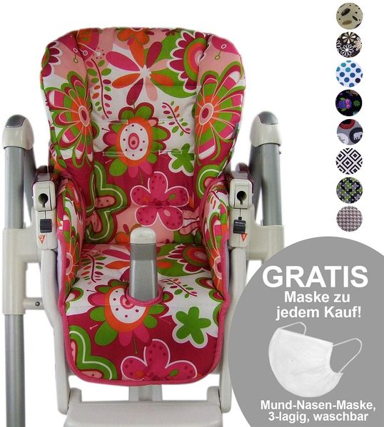 Babys-Dreams Sitzkissen Ersatzbezug für Peg Perego Prima Pappa Diner *20 FARBEN* NEU (Schwarz/Weiße Karos) XX Bild 2