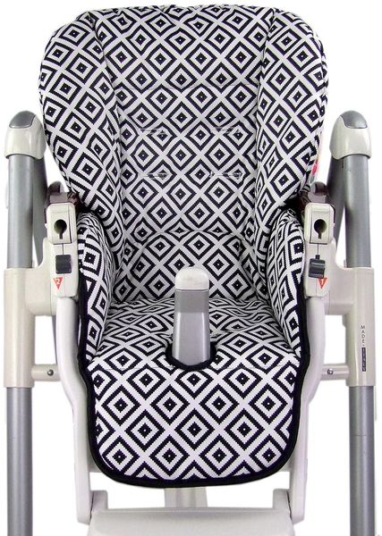 Babys-Dreams Sitzkissen Ersatzbezug für Peg Perego Prima Pappa Diner *20 FARBEN* NEU (Schwarz/Weiße Karos) XX