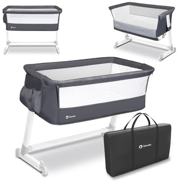 Lionelo Theo Baby Beistellbett Kinderbett dunkelgrau Babybett Zustellbett