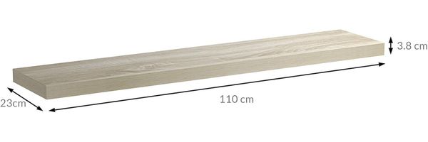 Casaria Wandregal mit Halterung, 2 Stück, MDF, Eiche / Natur, 110 x 23 x 3,8cm Bild 8