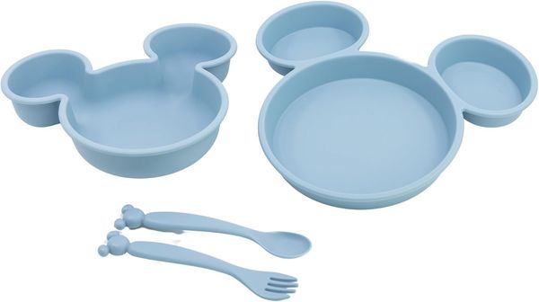 Disney Mickey Mouse Kindergeschirr-Set Kindergeschirr-Set 4-teilig – Teller, Schale & Besteck in Geschenkbox (4-tlg)