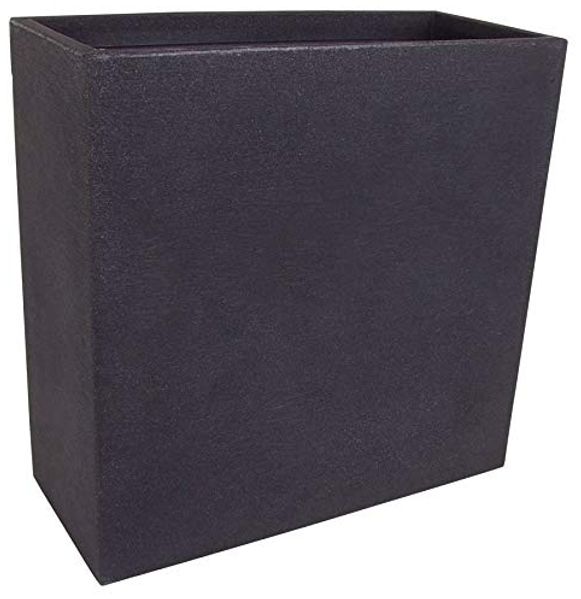 Spetebo Blumenkasten XXL Kunststoff Pflanzkasten eckig - anthrazit (Stück, 1 St, großer Kunststoff Blumenkasten), Kubus Blumenkübel in Stein Optik