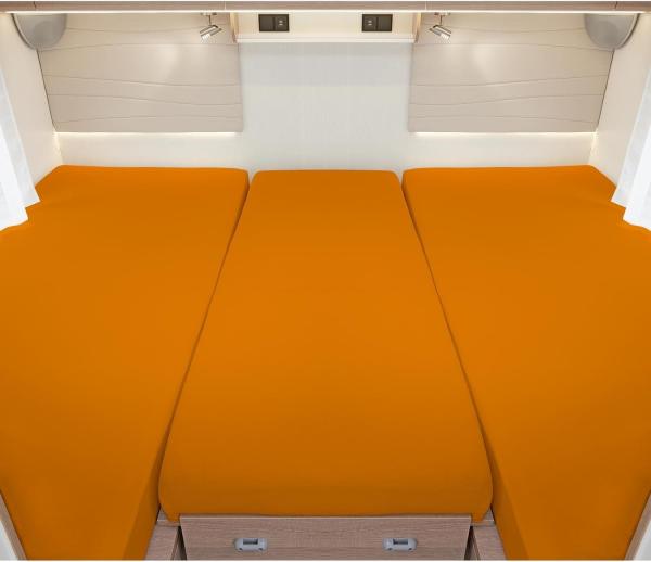 BettwarenShop Wohnmobil Wohnwagen Heckbett Spannbetttuch-Set 3-teilig|2 Längsbetten + Mittelteil| orange