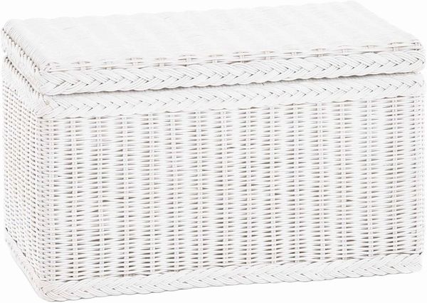 Krines Home Wäschetruhe Truhe/Wäschetruhe Rechteckig aus Rattan mit stabilem Deckel und Inlett, Leicht, Stabil