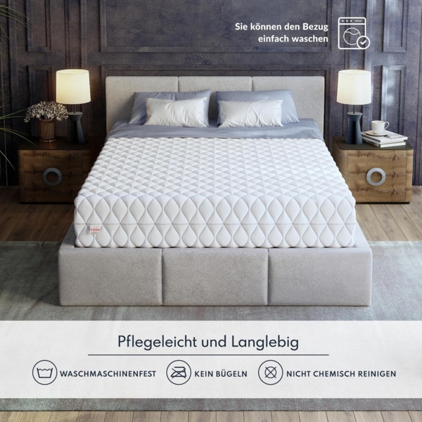 FDM Calmera Taschenfederkernmatratze 80x200 cm Matratze 7-Zonen Hochelastischer HR Komfortschaum Kokos Härtegrad H3/H4 (Mittelweich/Hart) 20 cm Höhe Zweiseitig Abnehmbarer Bezug Waschbar Bild 5